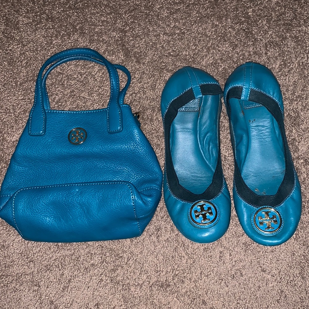 Matching Tory Burch flats and handbag